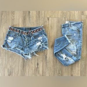 Abercrombie light wash shorts and jeans